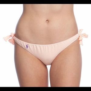 NWT POLO RALPH LAUREN seersucker low rise bikini bottoms with ties